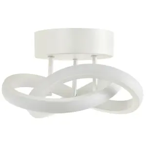 Modern LED White Ceiling Light with Swirl Thick Metal Strip Creates 1253 Lumens