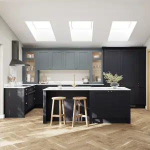 Alpinia Matt midnight navy wood effect Shaker Drawerline door & drawer front (W)300mm (H)715mm (T)18mm