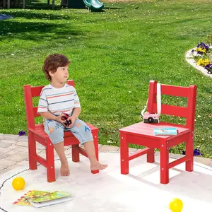 Costway 3-Piece Kids Table & Chairs Set Toddler Activity Table Desk Chairs Waterproof