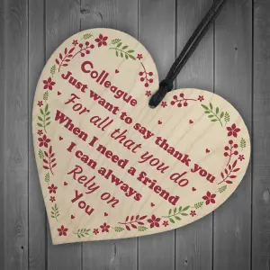 Red Ocean Thank You Colleague Gift Handmade Wooden Heart Sign Leaving Work Present Friendship Friend Gift