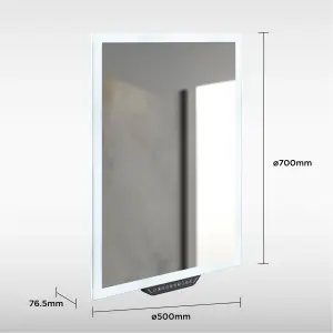 Sensio Luka White Rectangular Illuminated Smart Bathroom mirror with Alexa (L)70cm (W)50cm