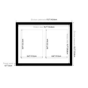 16x12 Inch 2 Opening Photo Collage Frame, Display Two 9x7 Inch Photos, Multi Aperture Family Picture Frame, Black