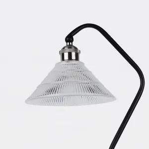 First Choice Lighting Matt Black With Fluted Glass Table Lamp