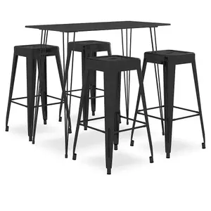 Berkfield 5 Piece Bar Set Black