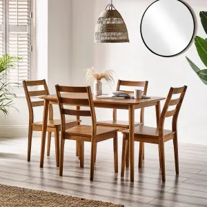 Furniturebox UK Lynton Small Walnut Colour Wooden Dining Table & 4 Dining Chairs