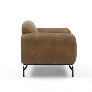 Faux Leather Suede Brown Aria Accent Chair