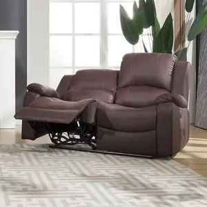 Glendale 150cm Wide 2 Seat Brown Bonded Leather Electrically Operated 2 Seat Recliner Sofa