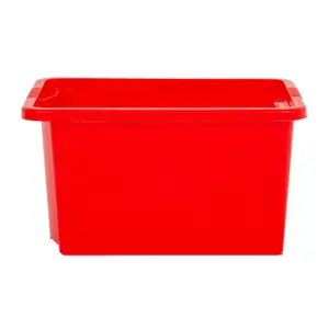 Wham 4x Stack & Store 35L Red Plastic Storage Boxes. Home, Office, Classroom, Playroom, Toys, Books. L48 x W38 x H26cm