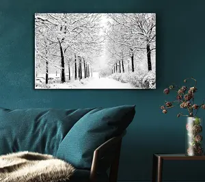 Winter In The Park Black And White Canvas Print Wall Art - Medium 20 x 32 Inches