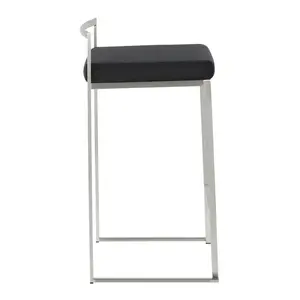 Daggett 68.5cm Bar Stool (Set of 2) Stainless Steel / White / Counter Stool (27" Seat Height)