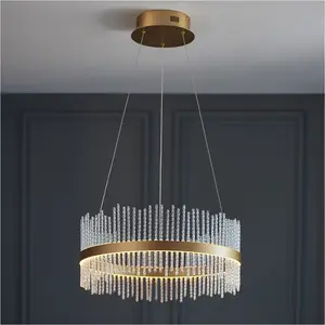 Hanging Ceiling Pendant Light - Brushed Gold Plated Finish & Clear Glass - 41W LED (Smd 2835) Warm White