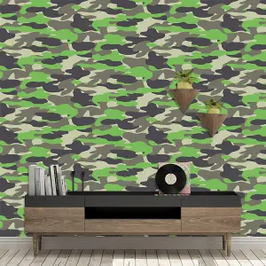 Camouflage Wallpaper Army Camo Brown Grey Green Children Teenager Boys Debona