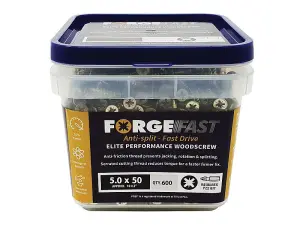 ForgeFix FFP550YT ForgeFast Pozi Compatible Elite Performance Wood Screw ZY 5.0 x 50mm Tub 600 FORFFP550YT