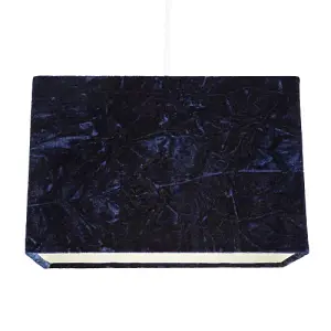 Contemporary Designer Midnight Blue Crushed Velvet Fabric Rectangular Lamp Shade