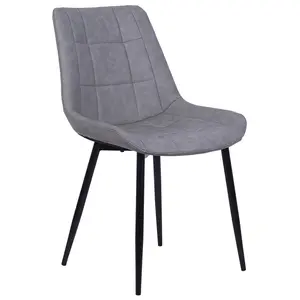 Set of 2 Dining Chairs MELROSE II Faux Leather Grey