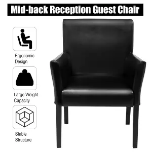 Costway PU Leather Upholstered Guest Chair Home Office Meeting Chair Reception Room Chair