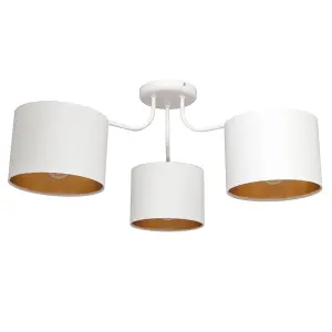 Luminosa Alba Multi Arm Semi Flush Ceiling Light White, Gold 65cm