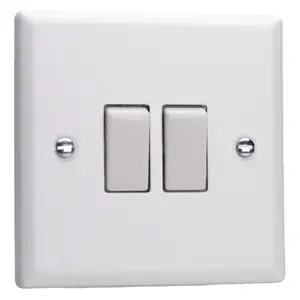 Varilight 2-Gang (10A Intermediate Switch + 10A 1- or 2-Way Rocker Switch) Chalk White