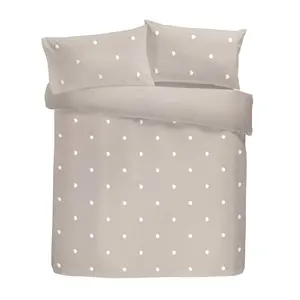 Dot Garden Cotton Solid Colour Duvet Cover Set with Pillowcases Linen/White Dots / Double Duvet Cover + 2 Standard Pillowcases