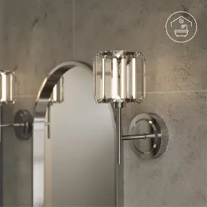 GoodHome Antpitta Chrome effect Wired LED Bathroom wall light