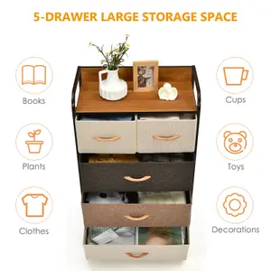 Costway Chest of Drawer with 5 Foldable Drawers Storage Tower