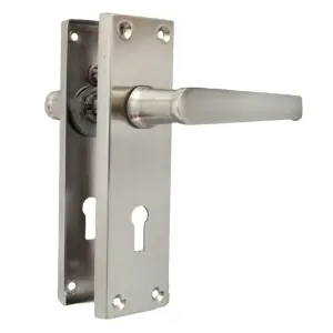 Door Handles Straight Lever Lock Keys Hinge Set - Satin 150 x 40mm