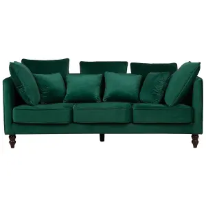 3 Seater Velvet Sofa Emerald Green FENSTAD