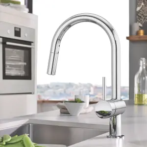 Grohe Minta Chrome-plated Kitchen Pull-out spray mono mixer Tap