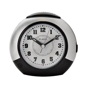 Analogue Alarm Tabletop Clock in Black/Silver