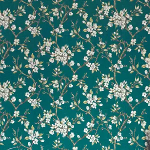 Boutique Eliza Teal Floral Smooth Wallpaper