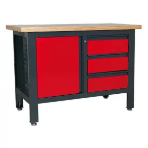 Sealey Workstation With 3 Drawers & Cupboard Heavy Duty 300kg Capacity AP1372B