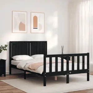 Berkfield Bed Frame with Headboard Black 120x200 cm Solid Wood