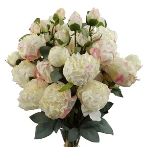 6 x 55cm Cream Peony Artificial Flower