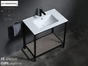 Bathroom Basin Sink 800mm 80cm White Cloakroom Ceramic Inset Single Bowl UP