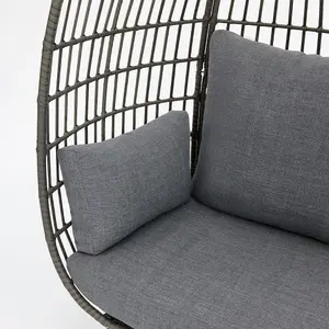 Antalya Egg Chair with Grey Cushions, Dark Grey