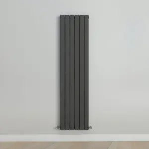 Vertical Anthracite Double Flat Panel Radiator (H) 1600 mm x (W) 408 mm, 5492 BTU.