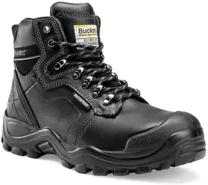 Buckbootz BSH009BK Waterproof Anti-Scuff Safety Work Boots Black - Size 8