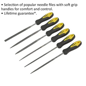 6 Piece 100mm Needle File Set - Comfort Grip Handles - Precision Micro Files