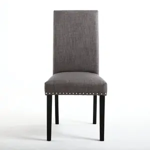 Richard Upholstered Dining Chair (Set of 2) Steel Grey Linen Effect / Black