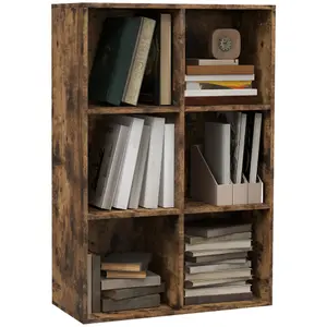 HOMCOM Cubic Cabinet Bookcase Storage Shelves for Home Office, Rustic Brown