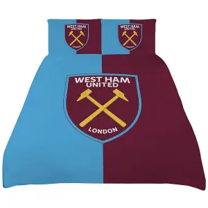 West Ham United FC Split Duvet Cover Set Blue/Maroon/Gold (King)