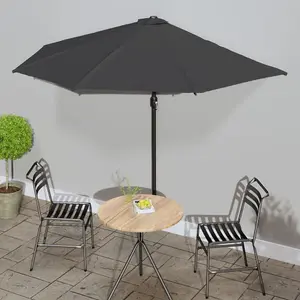 Berkfield Balcony Parasol with Aluminium Pole Anthracite 300x150 cm Half