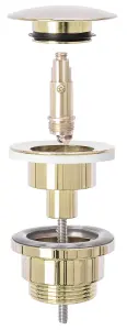 Rea Shiny Golden Colour Brass Waste Bottle Basin Trap + Click-Clack Sink Drain