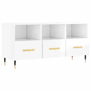 Berkfield TV Cabinet High Gloss White 102x36x50 cm Engineered Wood