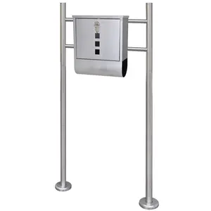 120cm x 50cm Stainless Steel Locking Post Mounted Letter Box