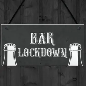 Red Ocean Novelty Lockdown Bar Sign Funny Home Bar Decor Sign Man Cave Garden Signs