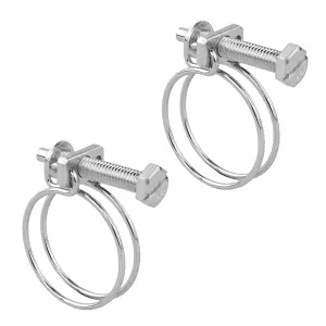 Pisces Double Wire Hose Clips to fit 25mm (1in) Pipe (2 pack)