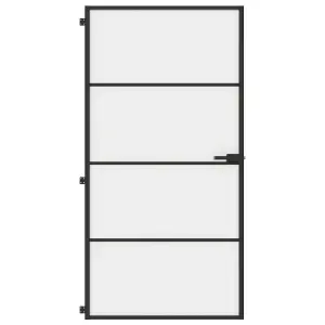 Berkfield Interior Door Slim Black 102.5x201.5 cm Tempered Glass and Aluminium