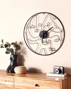 Beliani Modern Wall Clock MENTON Metal Black