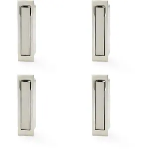 4 PACK - Flush Sliding Pocket Door Pull Handle - Satin Nickel 70mm x 19mm Finger Edge